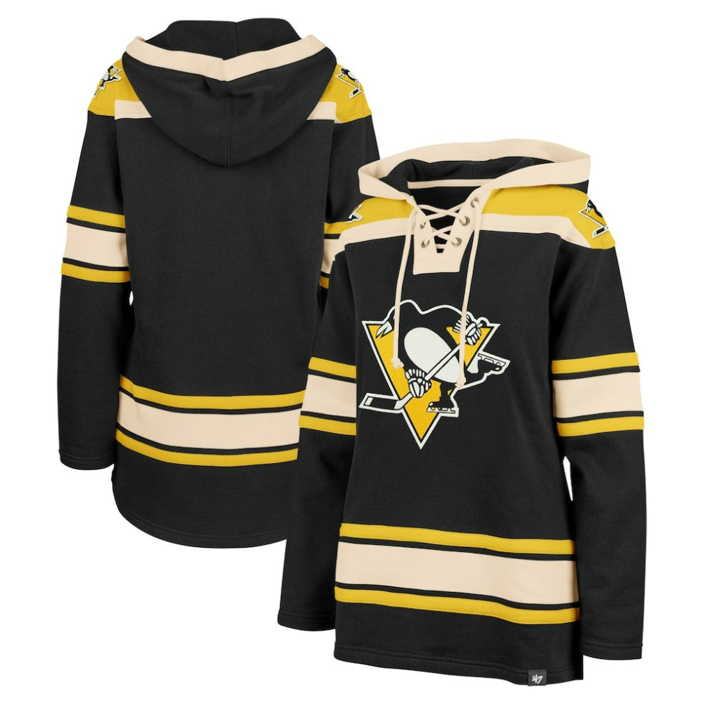 Pittsburgh Penguins '47 Women's Superior Lacer Pullover Hoodie - Black | US 5351061