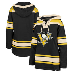 Pittsburgh Penguins '47 Women's Superior Lacer Pullover Hoodie - Black | US 5351061