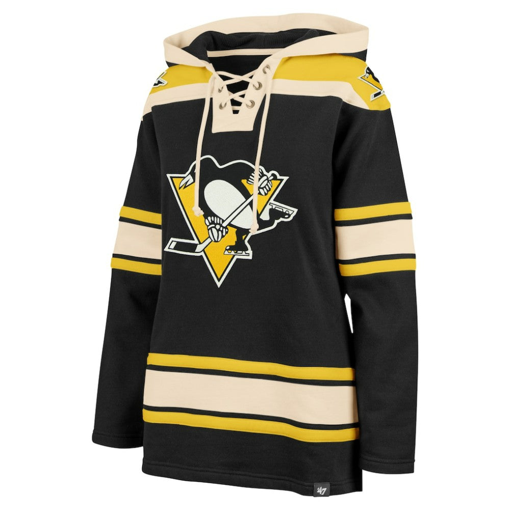 Pittsburgh Penguins '47 Women's Superior Lacer Pullover Hoodie - Black | US 5351061