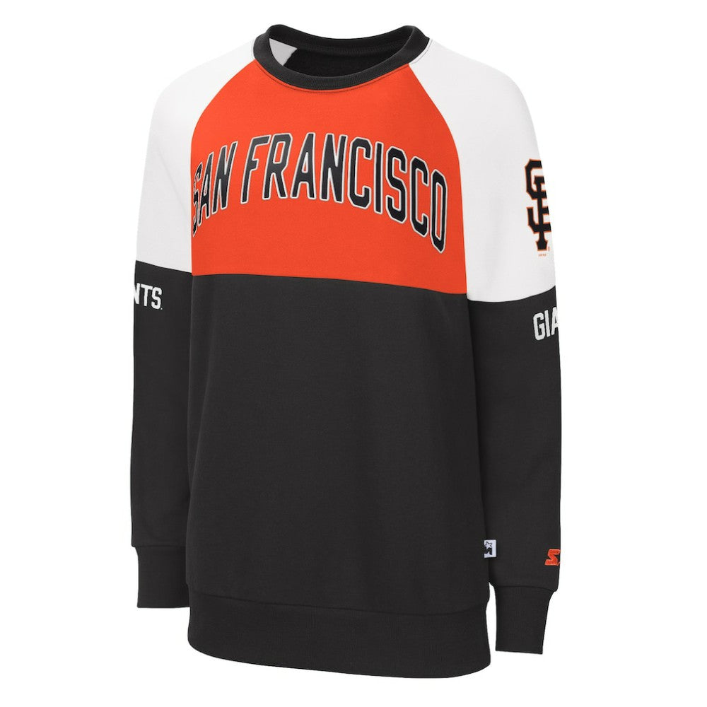 San Francisco Giants Starter Women's Baseline Raglan Pullover Sweatshirt - Black/Orange Pullover