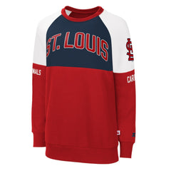 St. Louis Cardinals Starter Women's Baseline Raglan Pullover Sweatshirt - Red/Navy Pullover