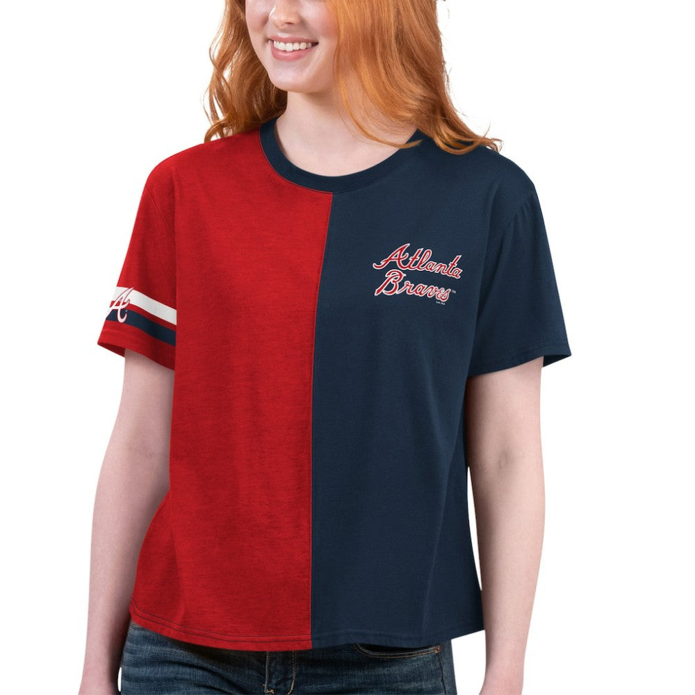 Atlanta Braves Starter Women's Power Move T-Shirt - Navy/Red T-shirts