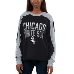Chicago White Sox G-III 4Her by Carl Banks Women's Smash Raglan Long Sleeve T-Shirt - Black/Silver T-shirts