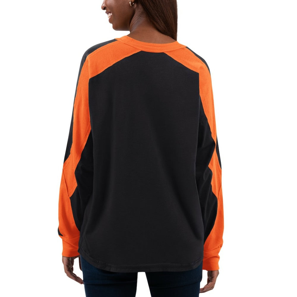 San Francisco Giants G-III 4Her by Carl Banks Women's Smash Raglan Long Sleeve T-Shirt - Black/Orange T-shirts