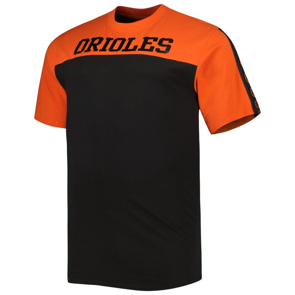 Baltimore Orioles Big & Tall Yoke Knit T-Shirt - Orange/Black T-shirts
