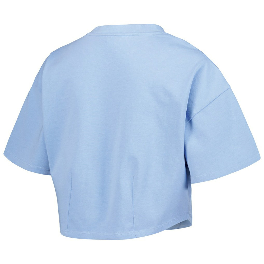 Golden State Warriors Lusso Women's Nola Faded Tonal Cropped T-Shirt Light Blue