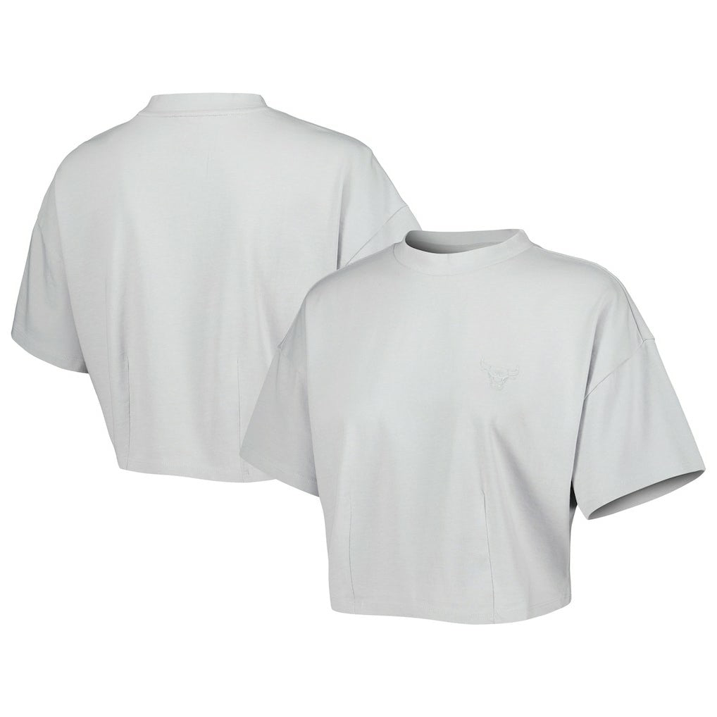 Chicago Bulls Lusso Women's Nola Faded Tonal Cropped T-Shirt Gray