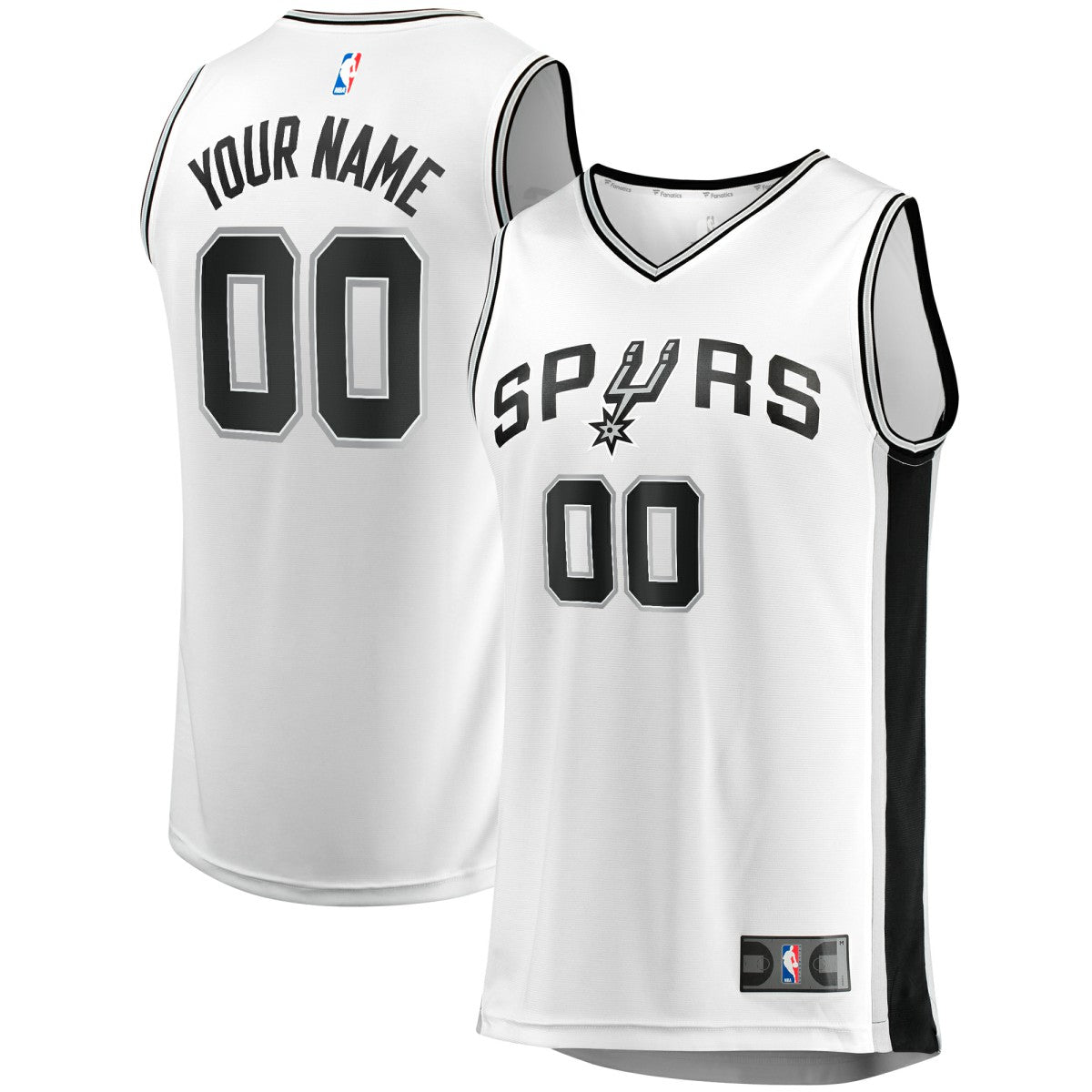 San Antonio Spurs Youth Fast Break Replica Custom Jersey Association Edition White - Fanatics
