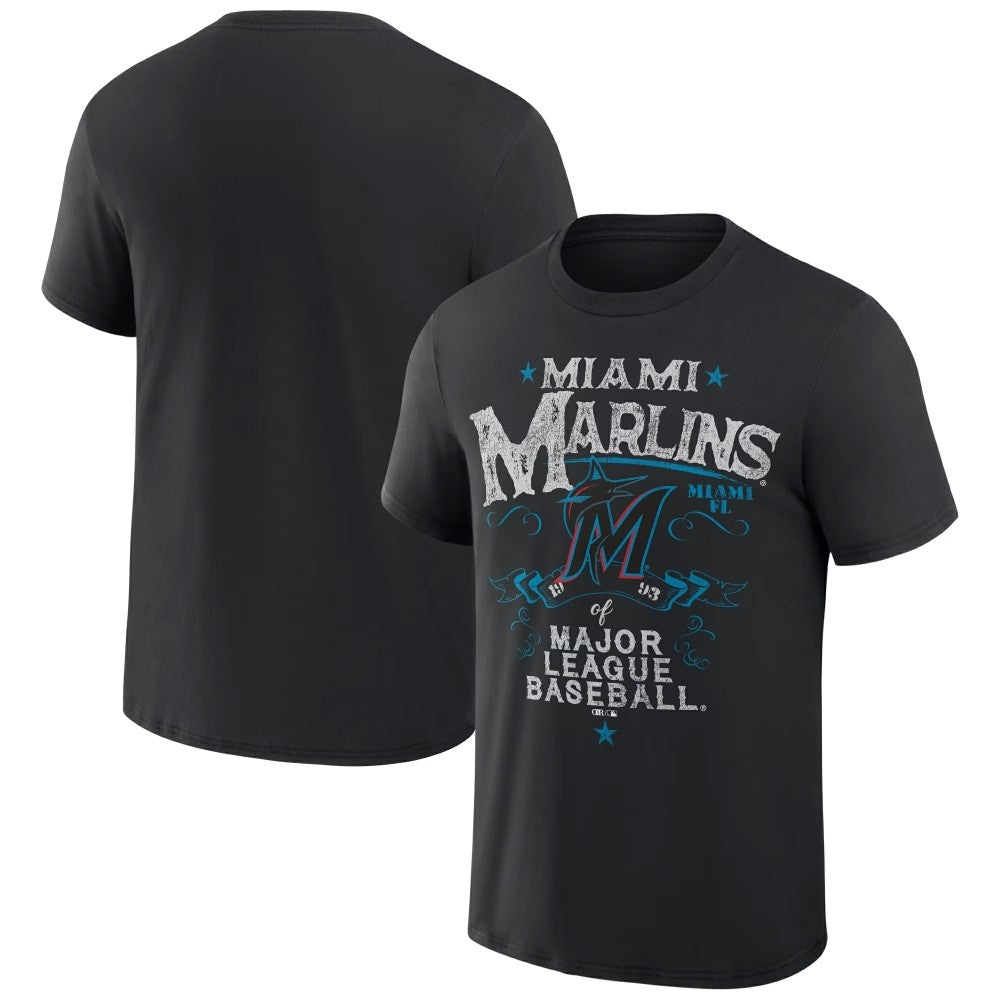 Miami Marlins Darius Rucker Collection by Fanatics Beach Splatter T-Shirt - Black T-shirts