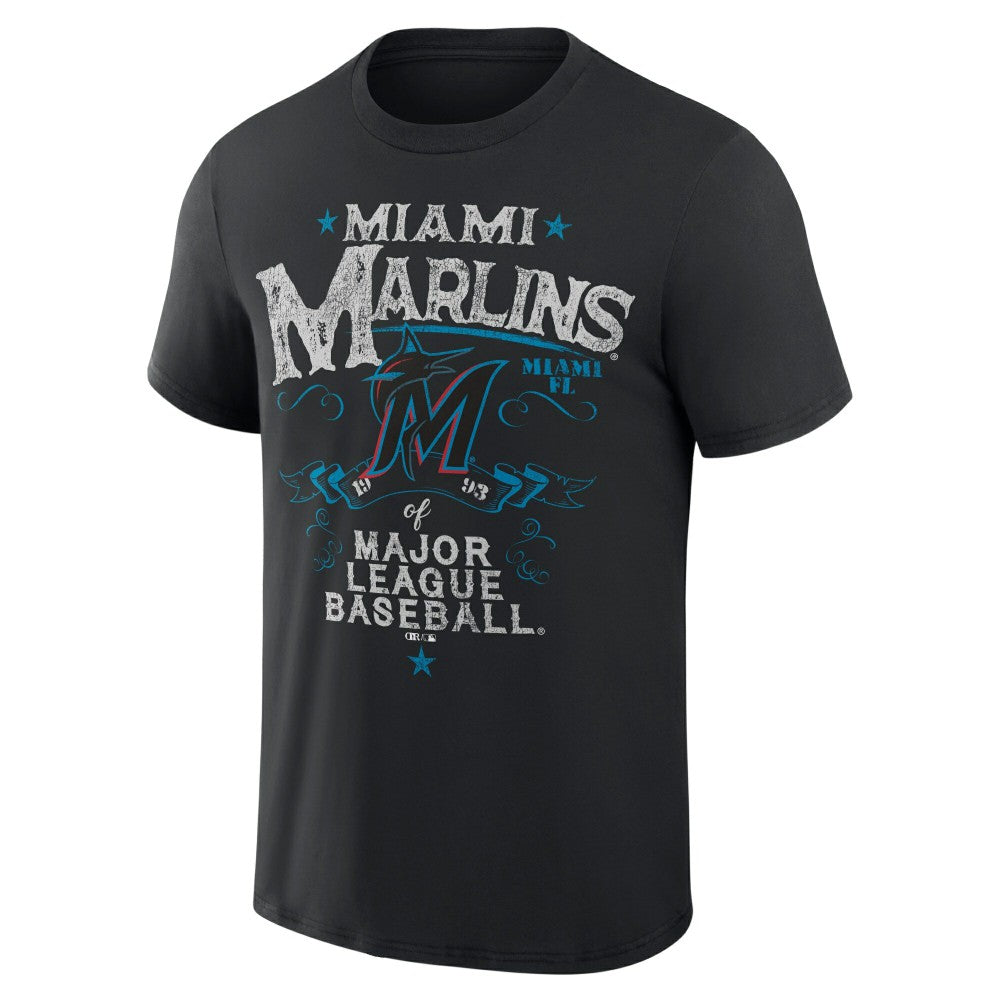 Miami Marlins Darius Rucker Collection by Fanatics Beach Splatter T-Shirt - Black T-shirts