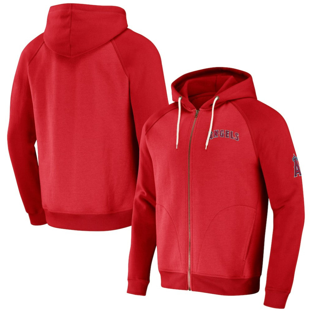Los Angeles Angels Darius Rucker Collection by Fanatics Raglan Full-Zip Hoodie - Red Hoodies