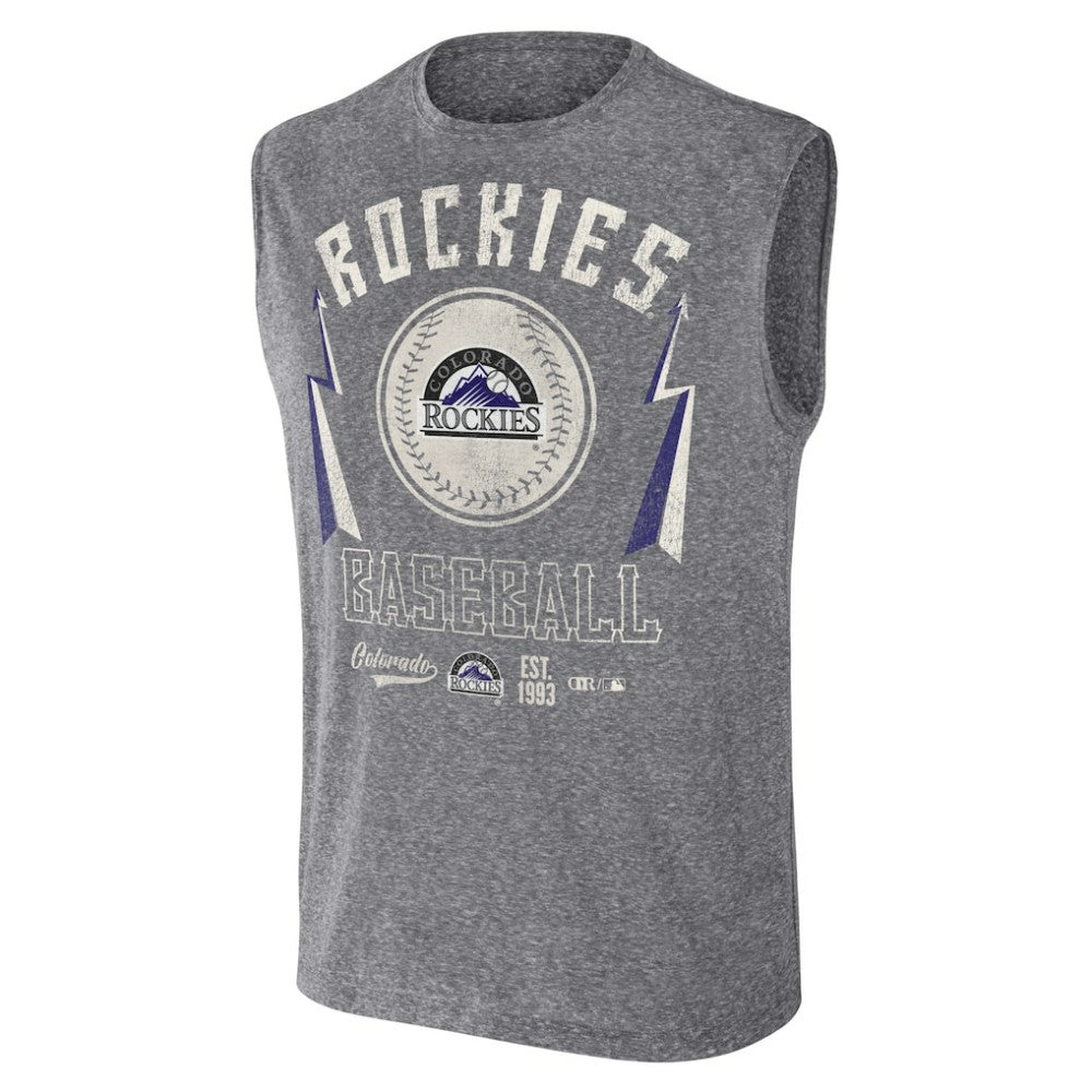 Colorado Rockies Darius Rucker Collection by Fanatics Relaxed-Fit Muscle Tank Top - Charcoal Tanks