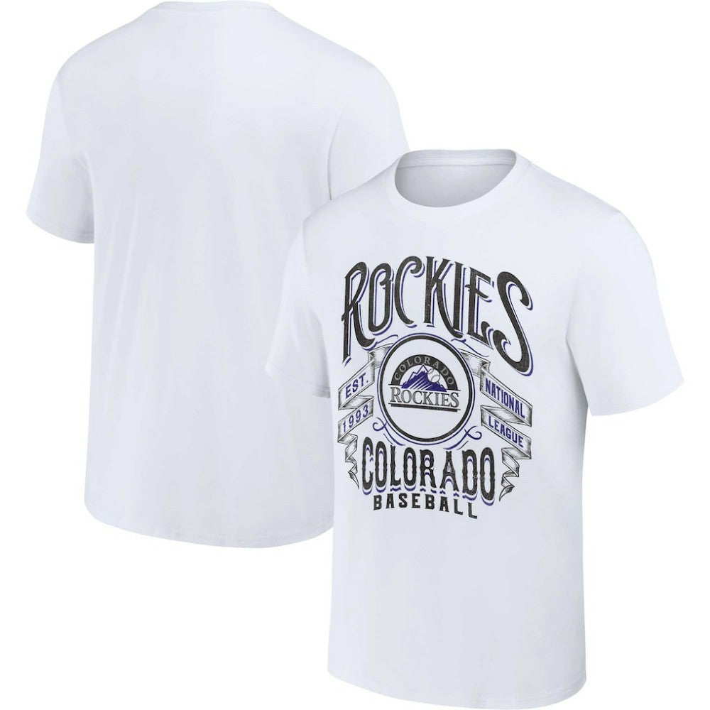Colorado Rockies Darius Rucker Collection by Fanatics Distressed Rock T-Shirt - White T-shirts
