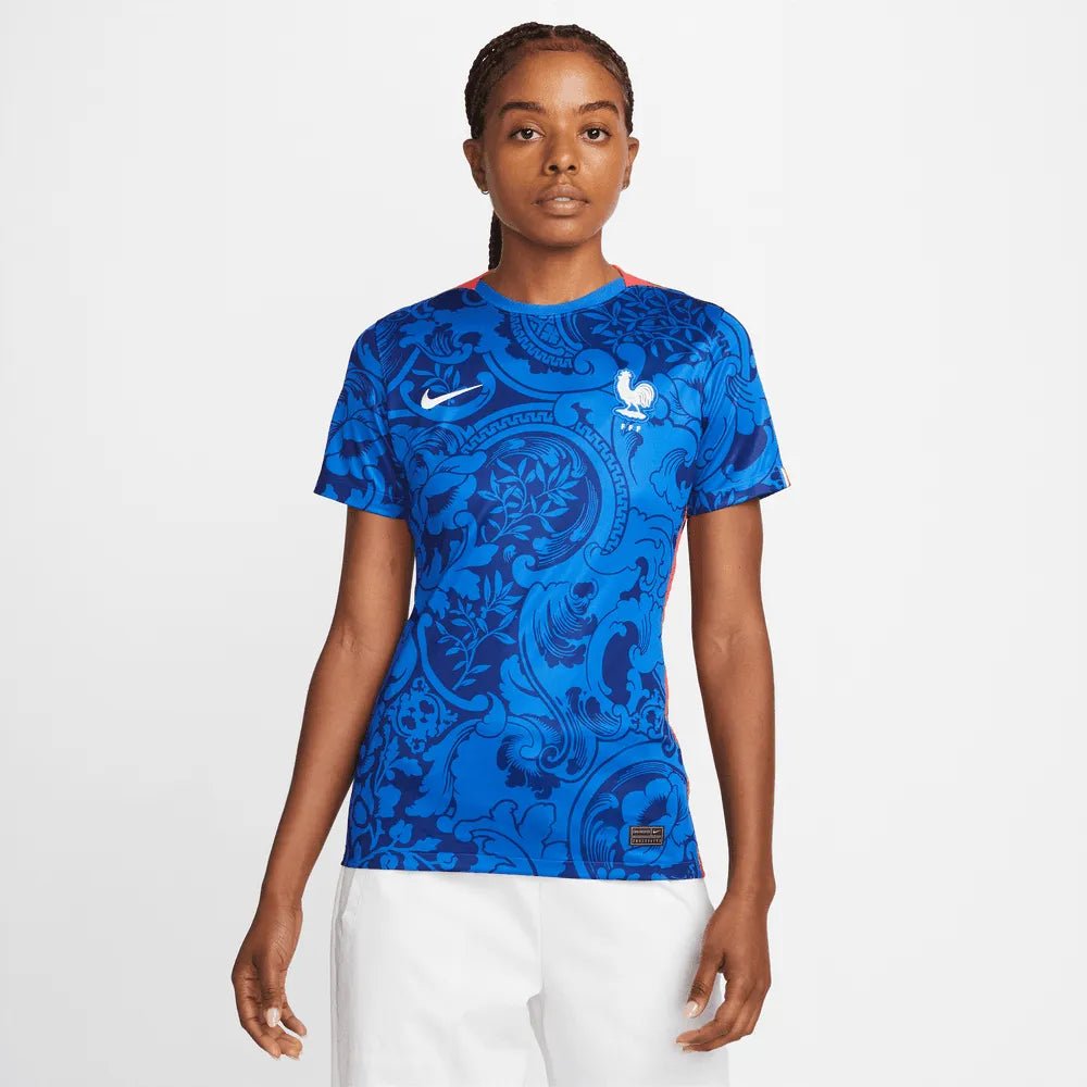 Nike France Women's EC22 Home Soccer Jersey - Hyper Cobalt-Siren Red