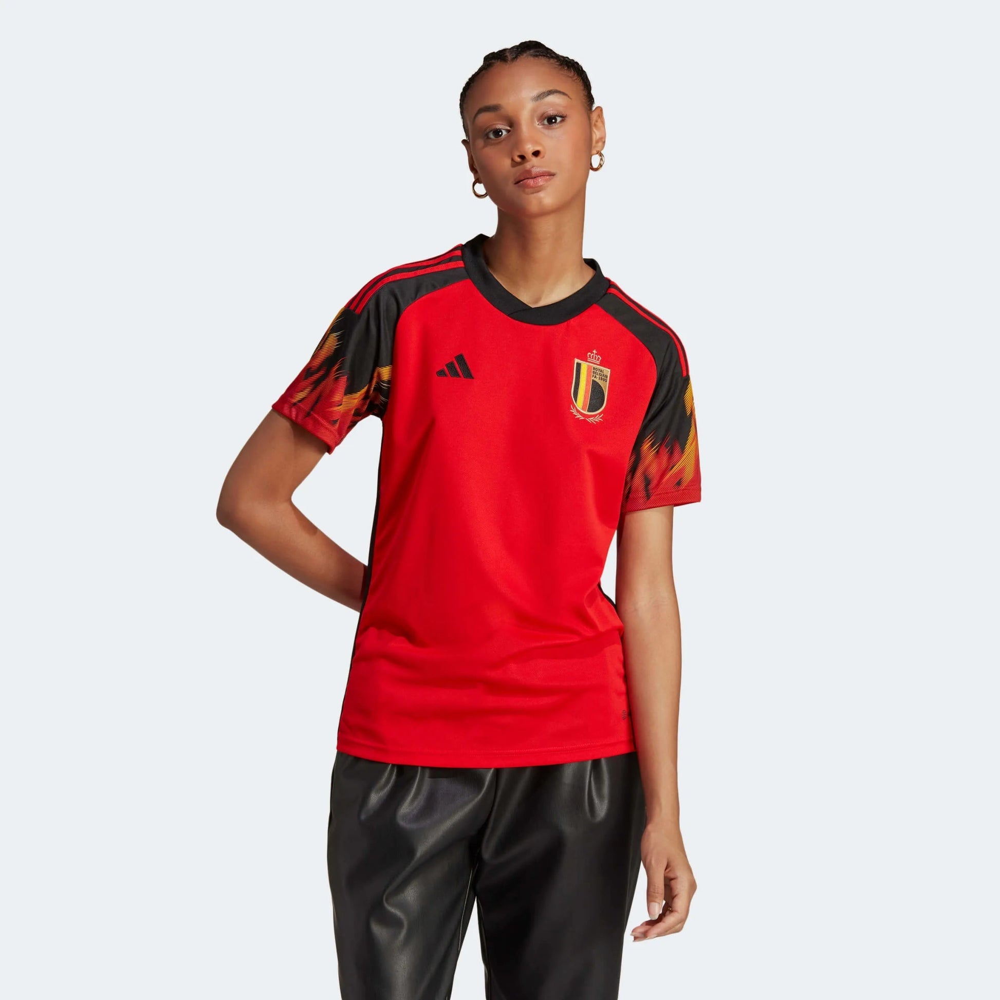 Adidas 2022-23 Belgium Women's Home Soccer Jersey - Red-Black