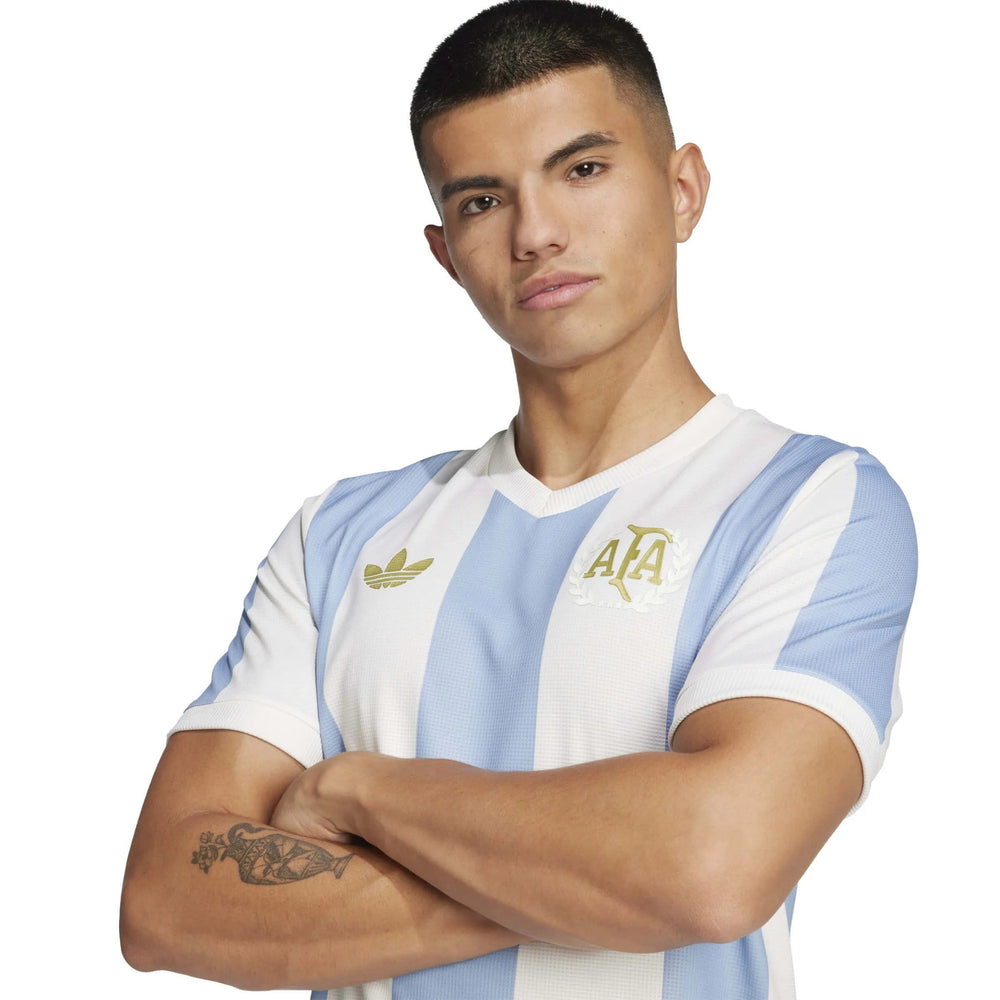 Adidas 2025 Argentina Men's 50th Anniversary Stadium Soccer Jersey Ambient Sky / Cloud White