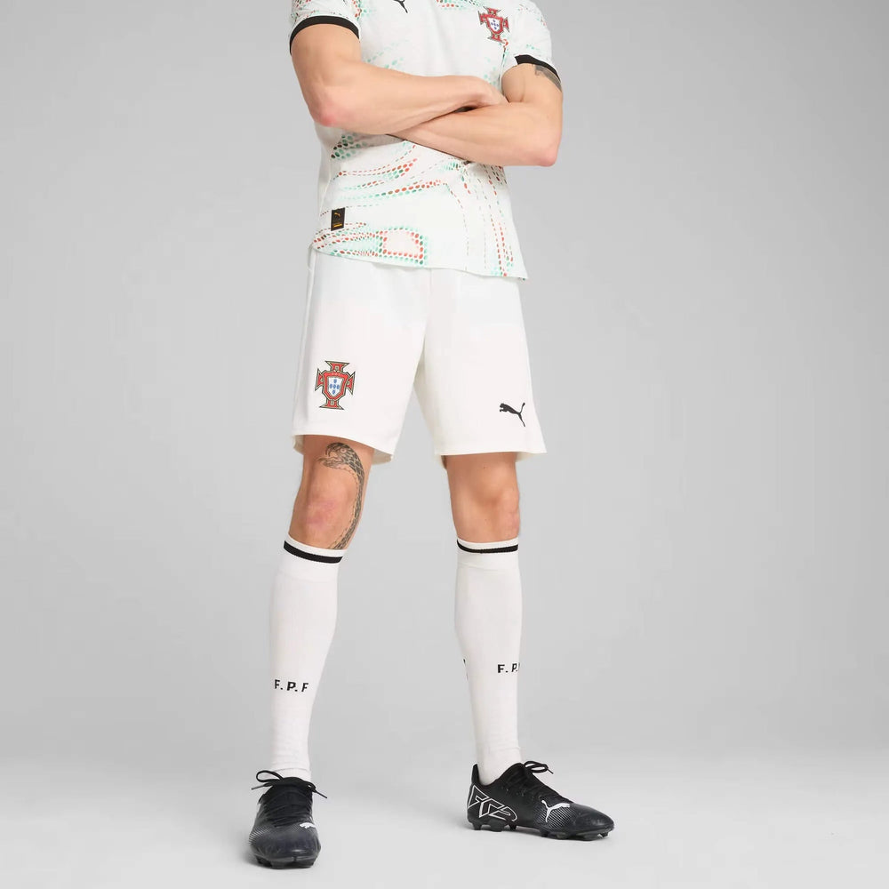 Puma 2025-26 Portugal Men's Stadium Away Soccer Shorts Puma White-Puma Black
