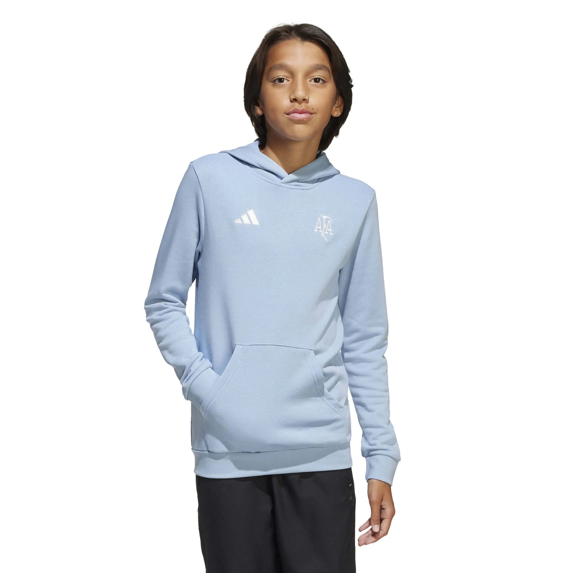 Adidas 2025-26 Argentina Youth Anniversary DNA Soccer Hoodie Ambient Sky / Cloud White