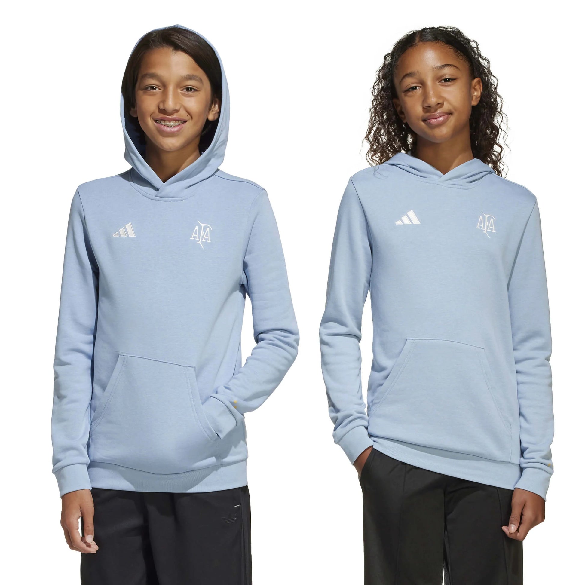 Adidas 2025-26 Argentina Youth Anniversary DNA Soccer Hoodie Ambient Sky / Cloud White