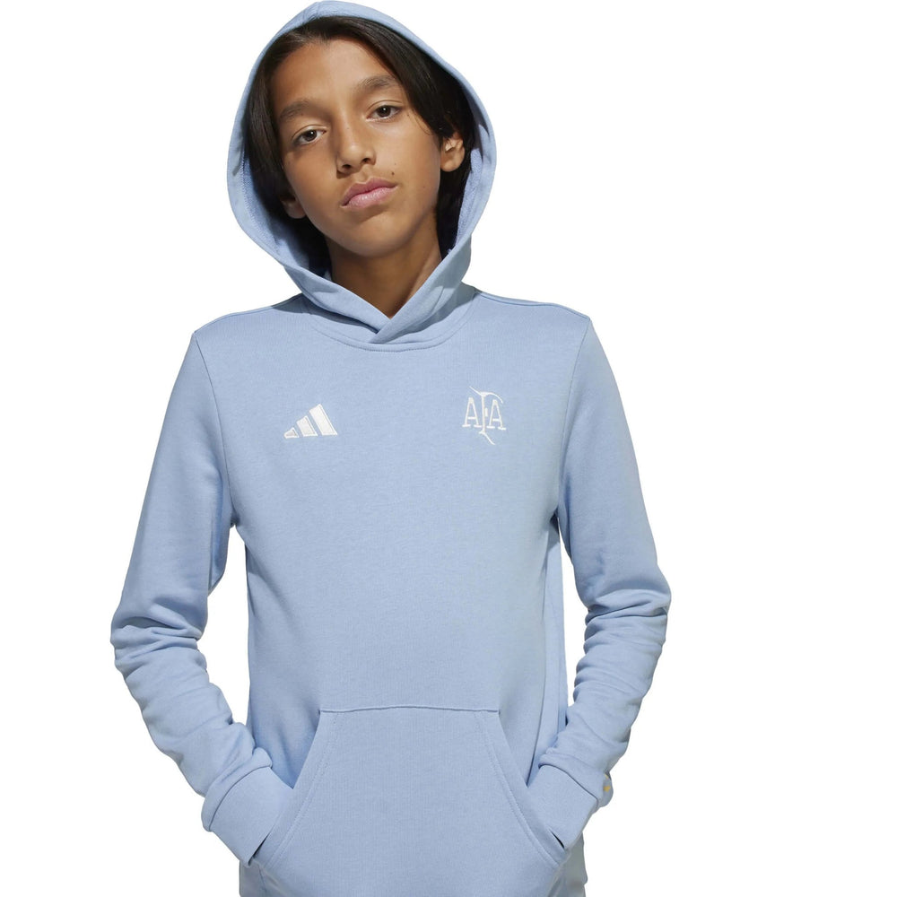 Adidas 2025-26 Argentina Youth Anniversary DNA Soccer Hoodie Ambient Sky / Cloud White