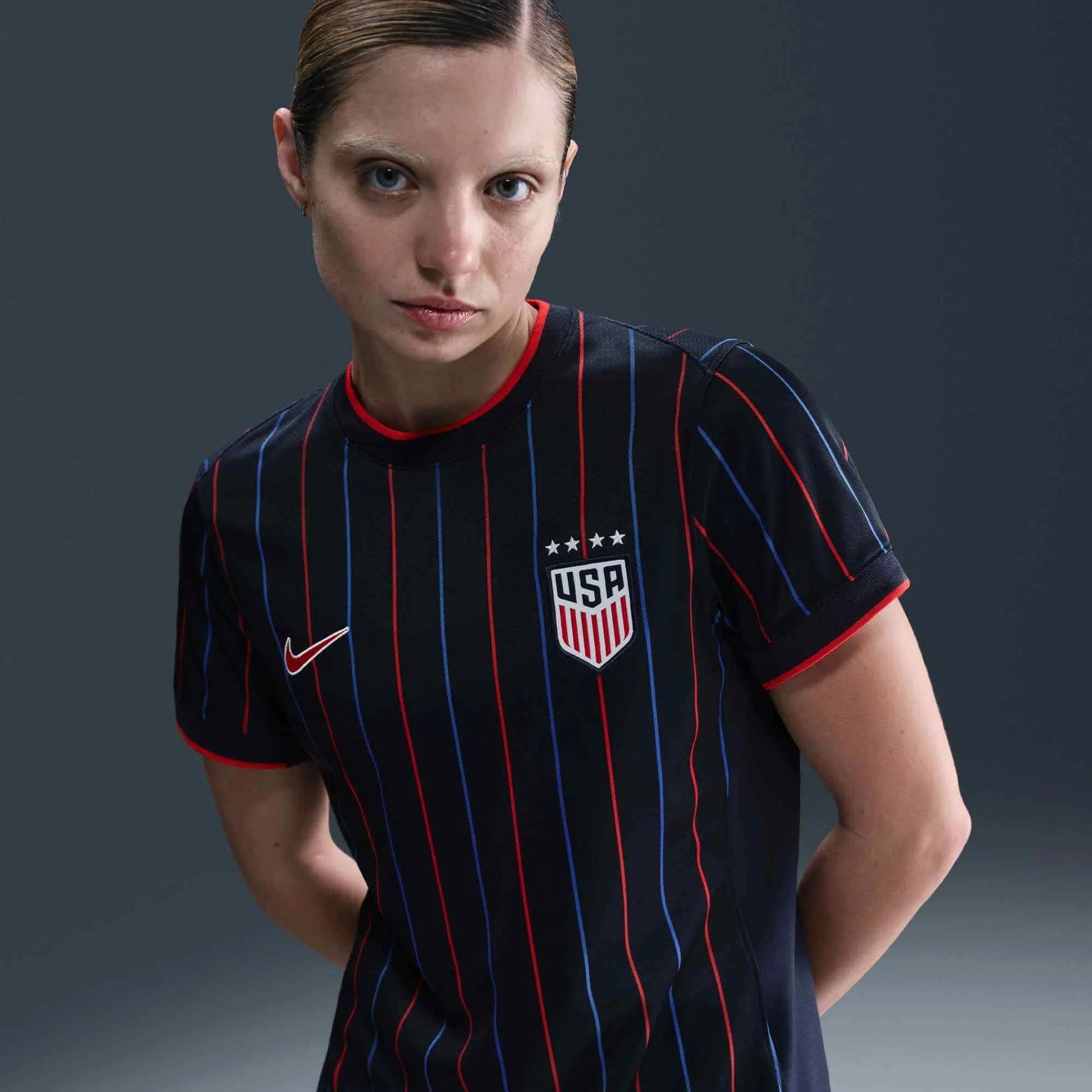 Nike 2025 USA Women's 4-Star Stadium Away Soccer Jersey Obsidian/Challenge Red/Challenge Red