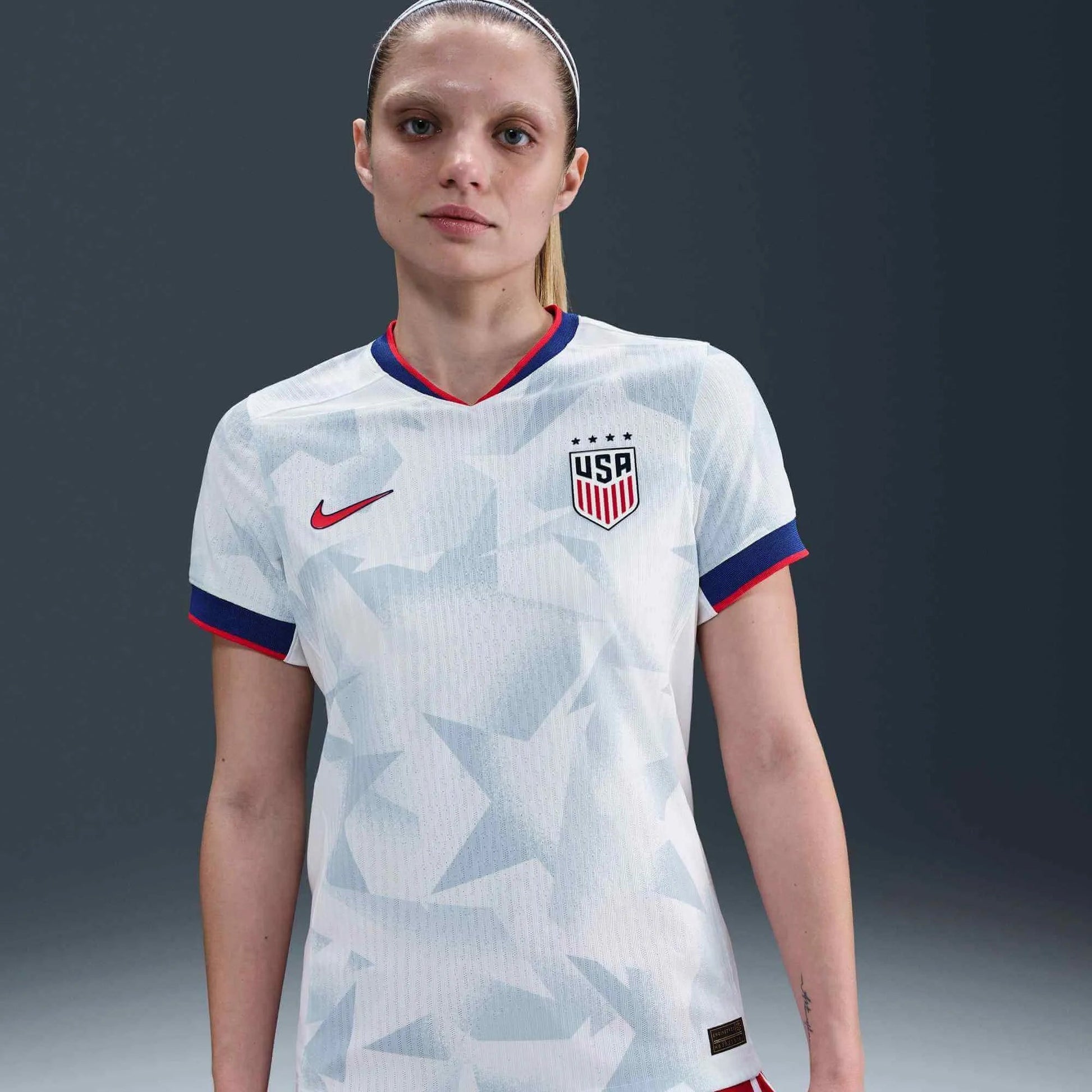 Nike 2025 USA Women's 4-Star Authentic Home Soccer Jersey White/Rush Blue/Challenge Red