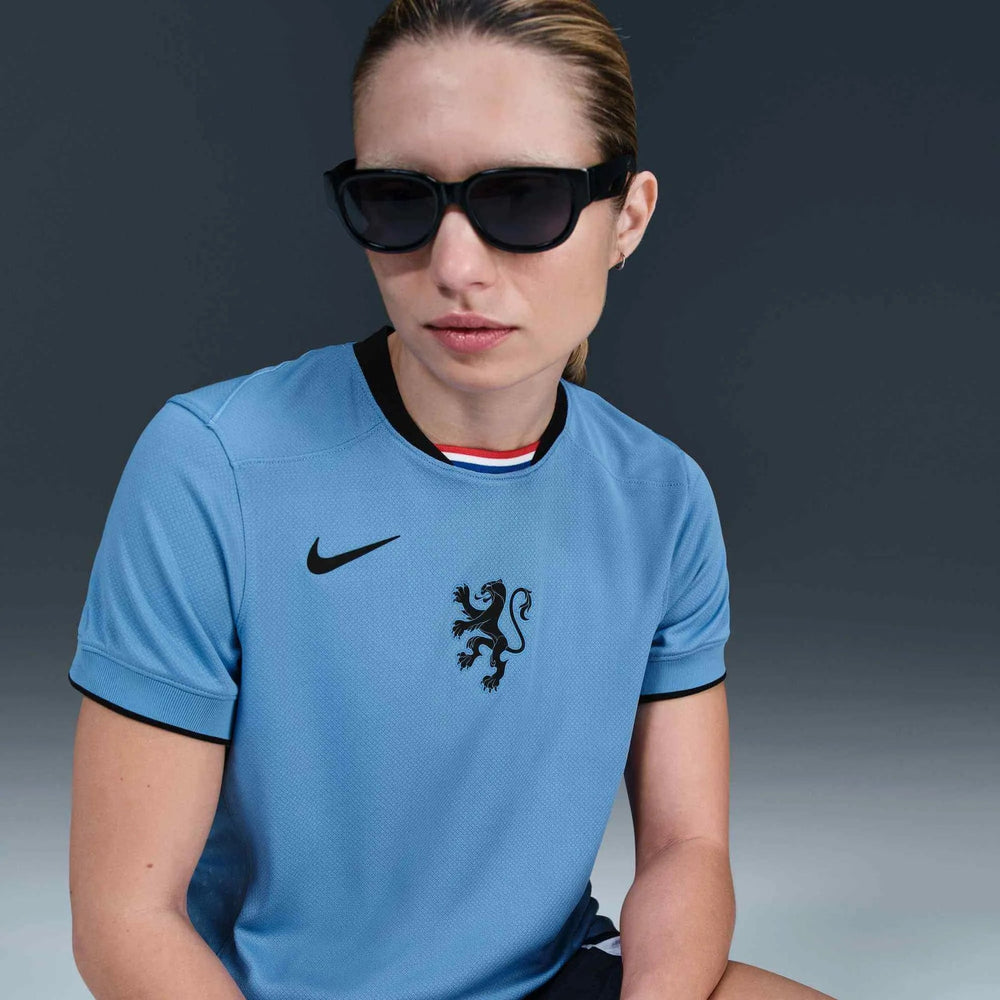 Nike 2025 Netherlands Women's Stadium Away Soccer Jersey Blue Beyond/Black