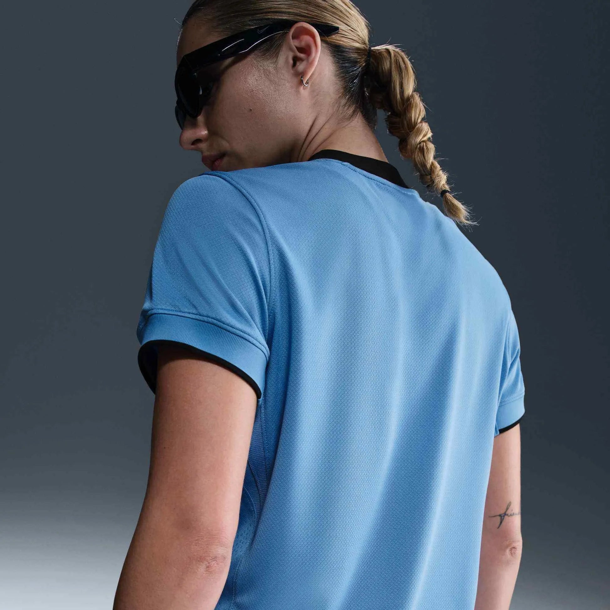 Nike 2025 Netherlands Women's Stadium Away Soccer Jersey Blue Beyond/Black