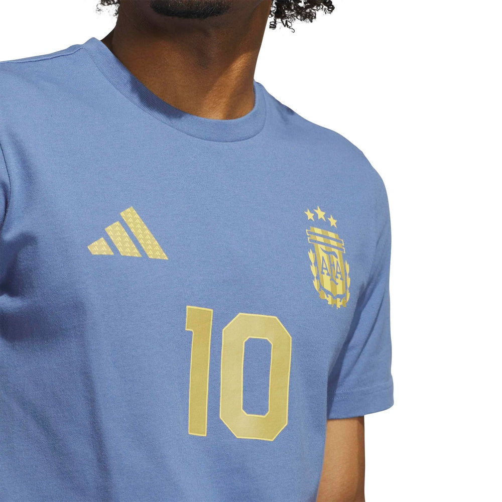 Adidas 2026 Argentina Men's Messi Name And Number Tee Crew Blue