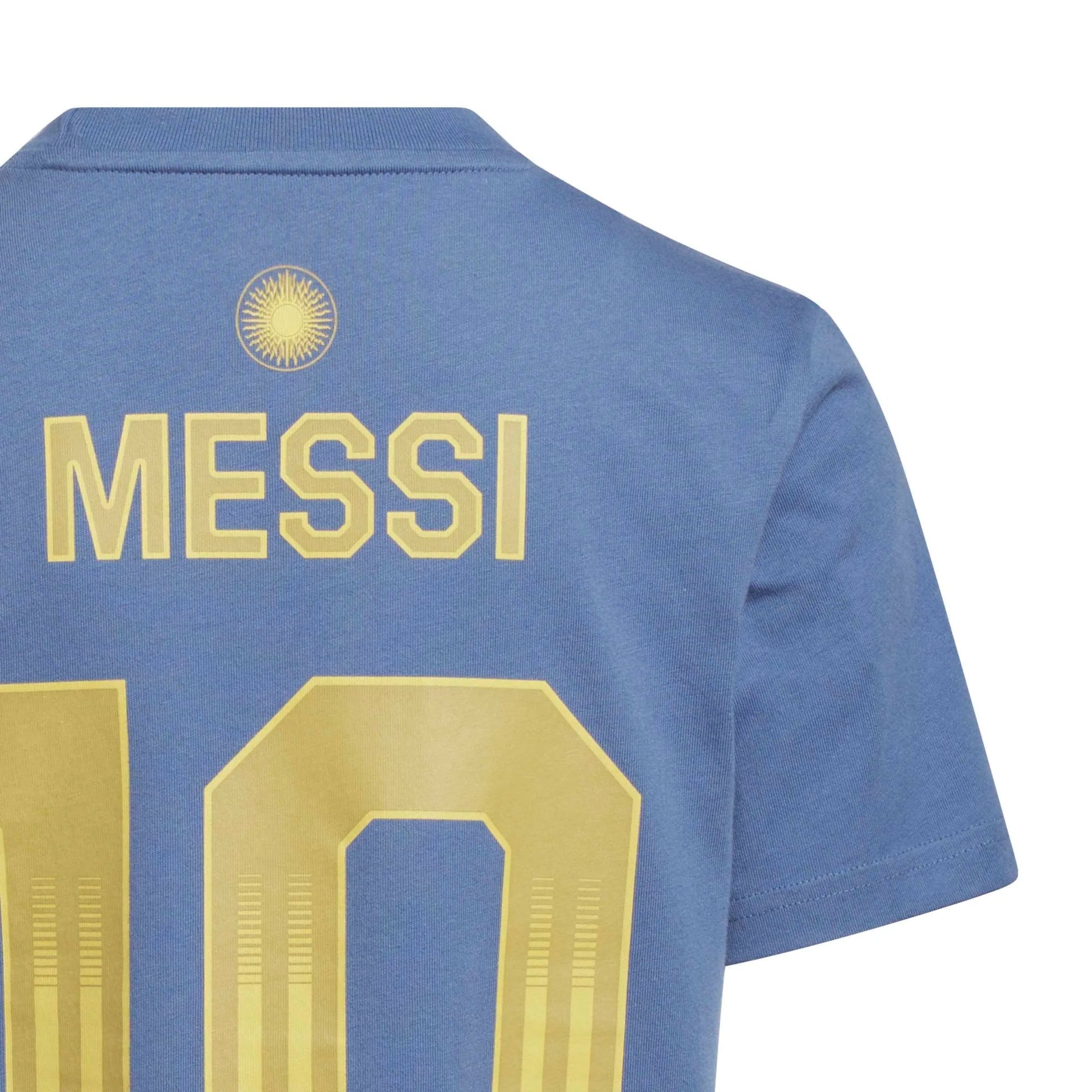 Adidas 2026 Argentina Youth Messi Name And Number Tee Crew Blue