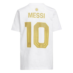 Adidas 2026 Argentina Youth Messi Name And Number Tee White