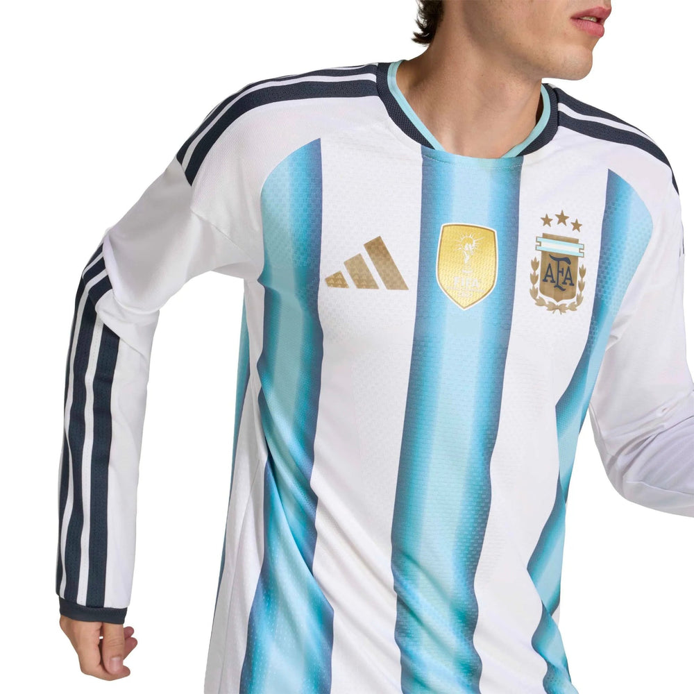 Adidas 2026 Argentina Men's Authentic Home Long-Sleeve Soccer Jersey White / Icey Blue / Light Blue