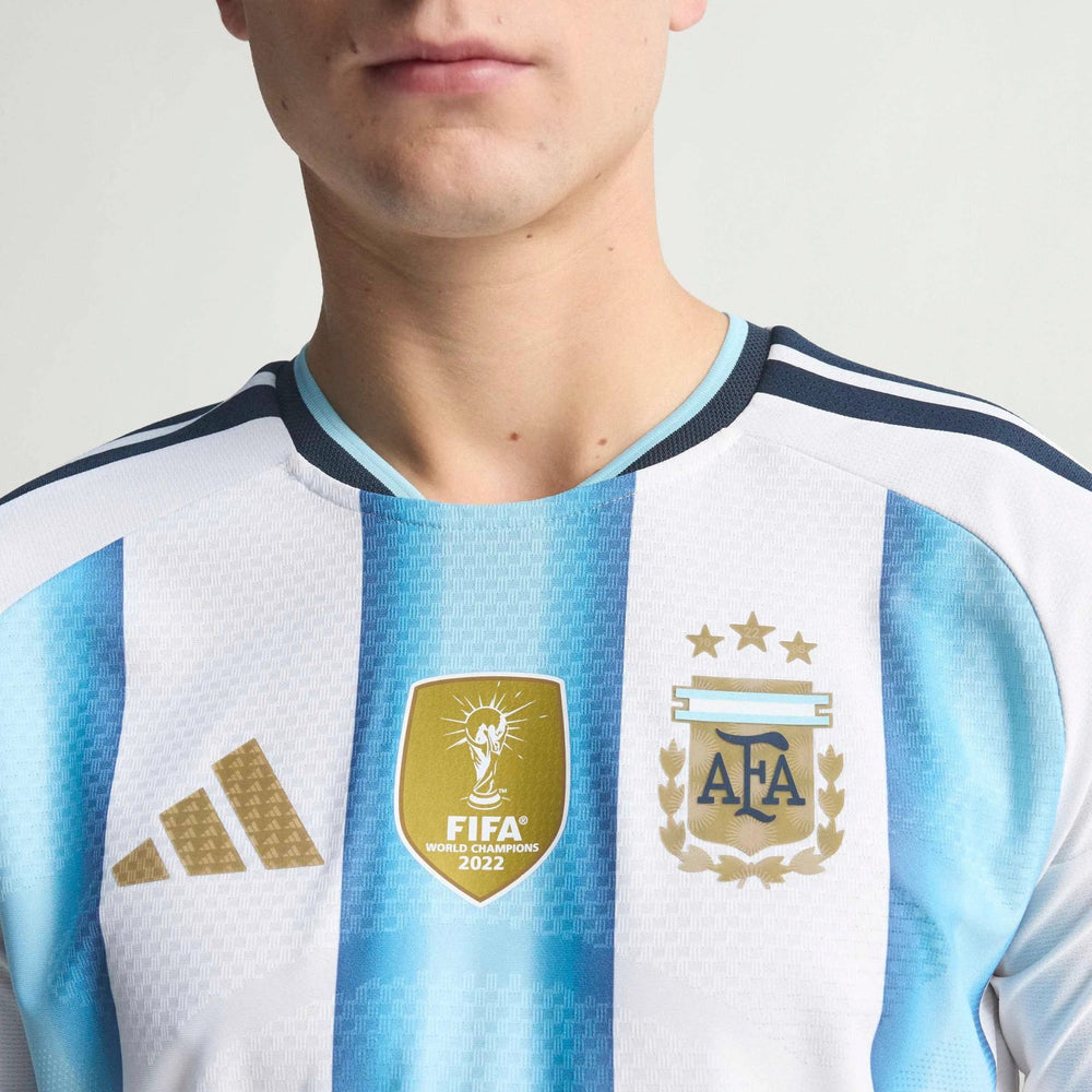 Adidas 2026 Argentina Men's Authentic Home Long-Sleeve Soccer Jersey White / Icey Blue / Light Blue