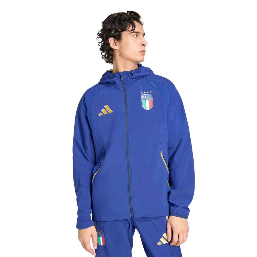 Adidas 2026 Italy Men's Tiro Travel Full Zip Windbreaker Victory Blue