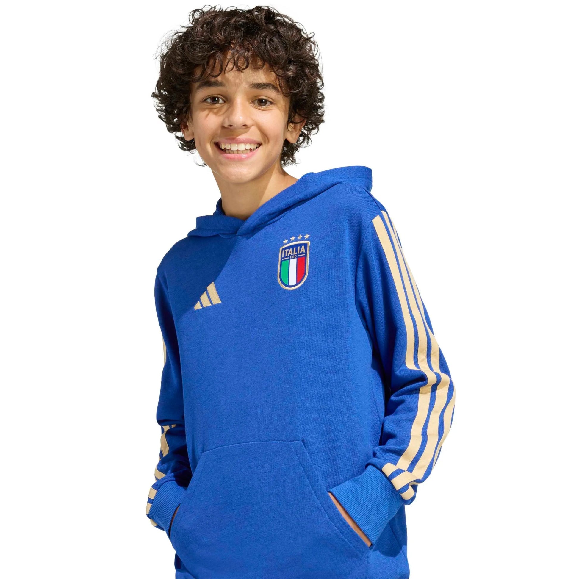 Adidas 2026 Italy Youth DNA Hoodie Bold Blue