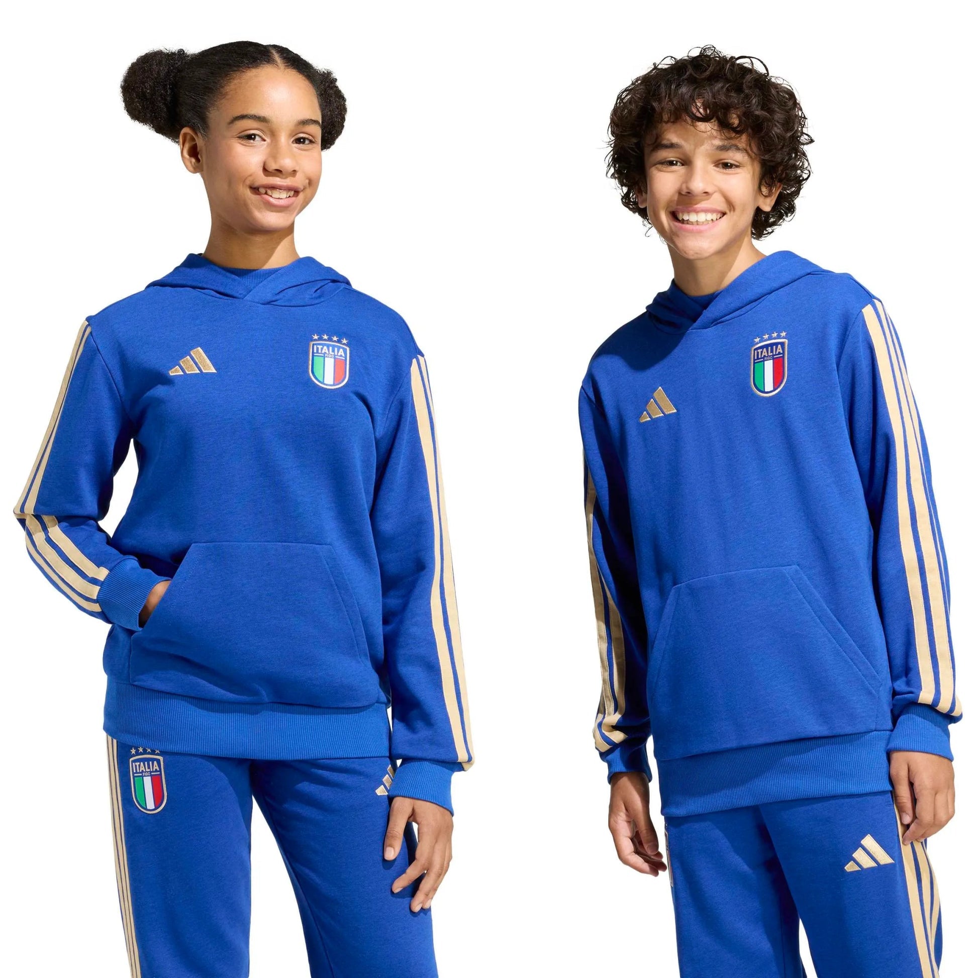 Adidas 2026 Italy Youth DNA Hoodie Bold Blue