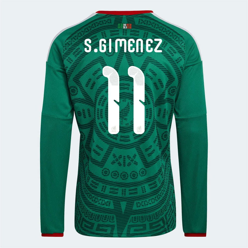 Adidas 2026 Mexico Men's Stadium Home Long-Sleeve Soccer Jersey Bold Green