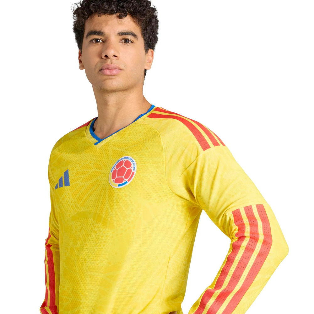 Adidas 2026 Colombia Men's Authentic Home Long-Sleeve Soccer Jersey Impact Yellow