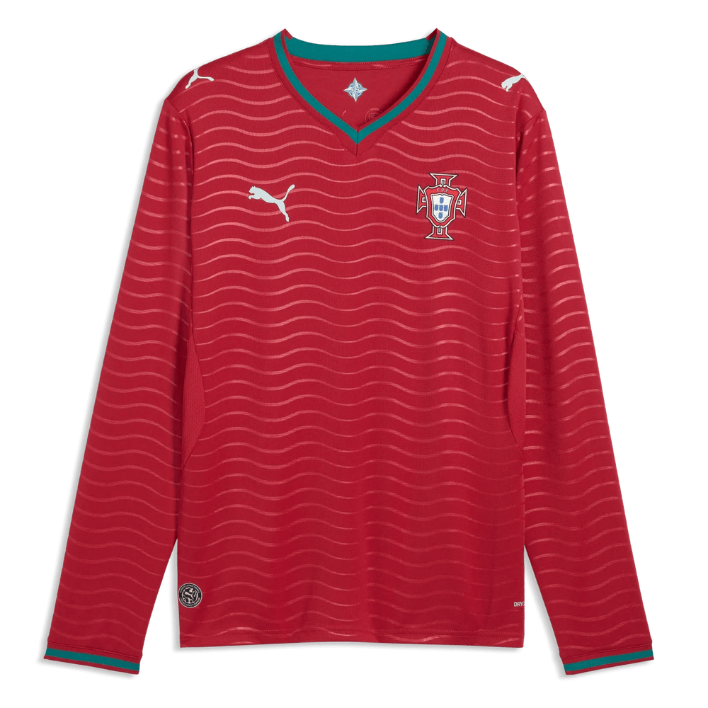 Puma 2026 Portugal Men's Stadium Home Long-Sleeve Soccer Jersey Club Red-Green Lagoon