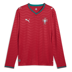 Puma 2026 Portugal Men's Stadium Home Long-Sleeve Soccer Jersey Club Red-Green Lagoon