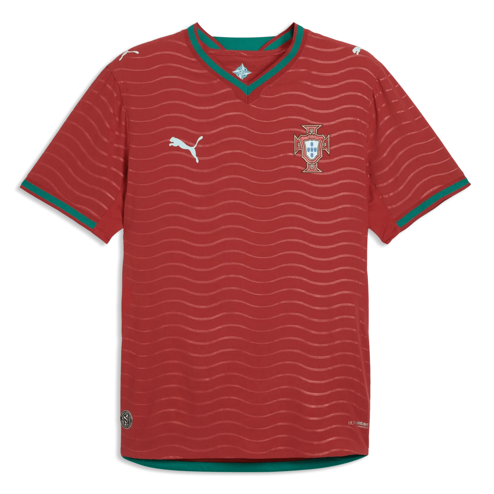 Puma 2026 Portugal Men's Authentic Home Soccer Jersey Club Red-Green Lagoon