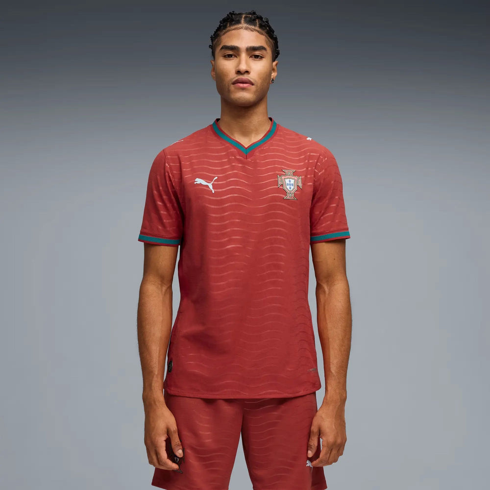 Puma 2026 Portugal Men's Authentic Home Soccer Jersey Club Red-Green Lagoon