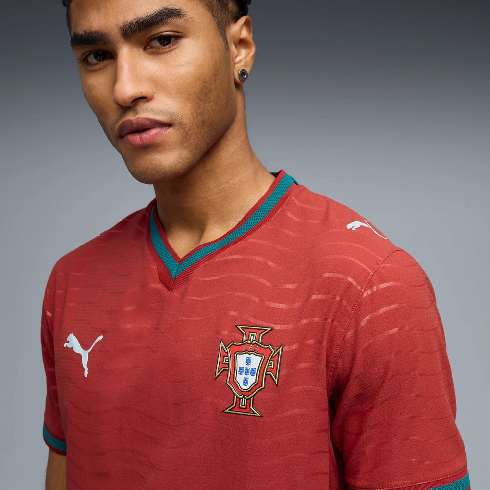 Puma 2026 Portugal Men's Authentic Home Soccer Jersey Club Red-Green Lagoon