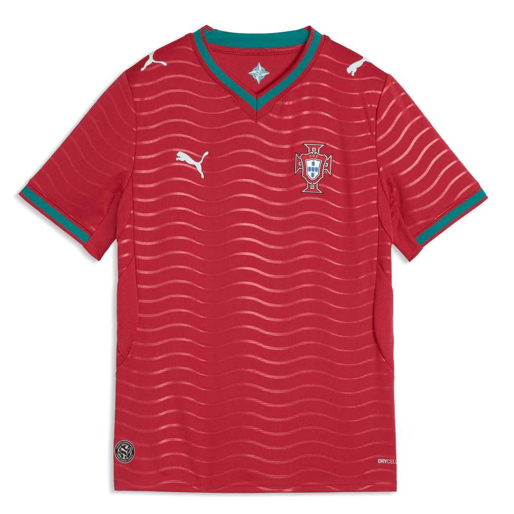 Puma 2026 Portugal Youth Stadium Home Soccer Jersey Club Red-Green Lagoon