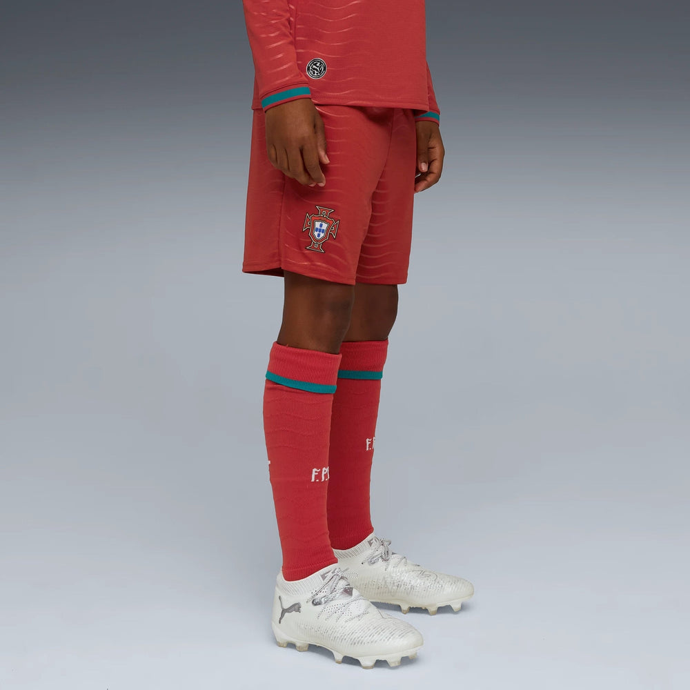Puma 2026 Portugal Youth Stadium Home Shorts Club Red-Green Lagoon