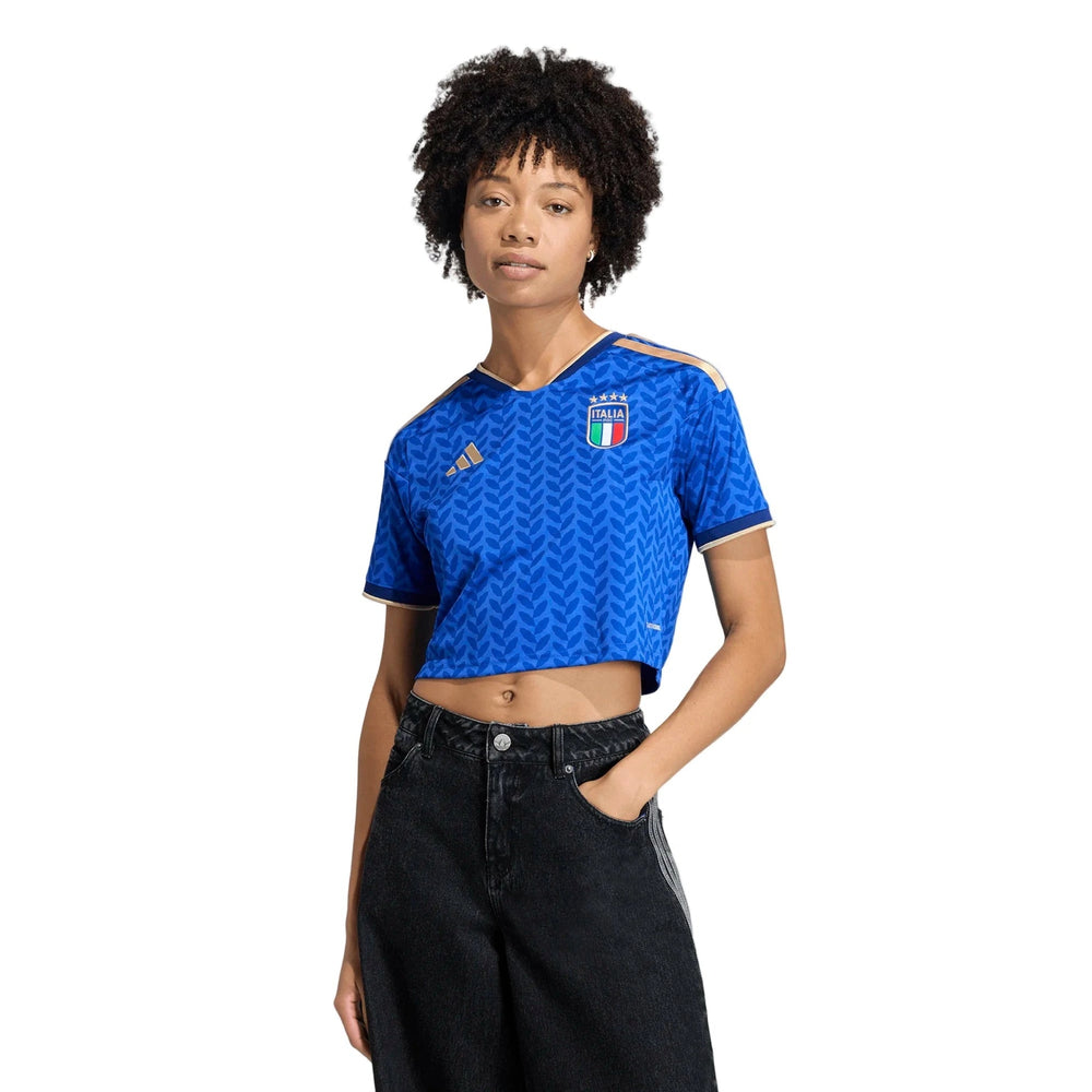 Adidas 2026 Italy Women's Stadium Home Cropped Soccer Jersey Bold Blue