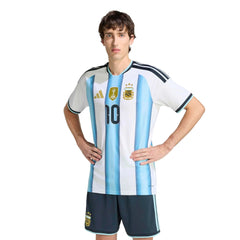 Adidas 2026 Argentina Men's Authentic Home Messi #10 Soccer Jersey White / Icey Blue / Light Blue