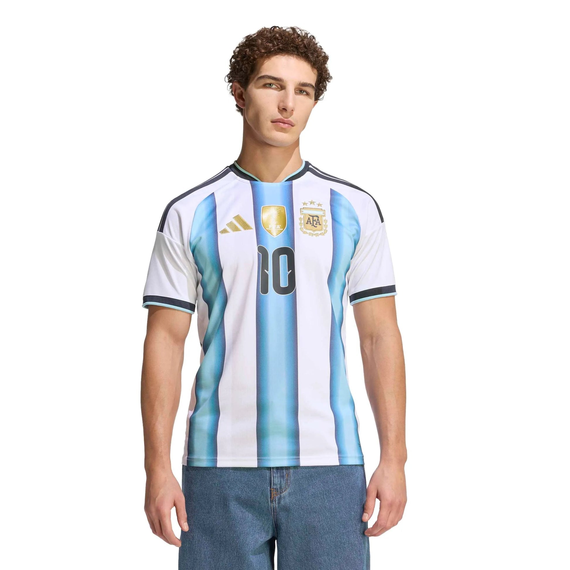 Adidas 2026 Argentina Men's Stadium Home Messi #10 Soccer Jersey White / Icey Blue / Light Blue