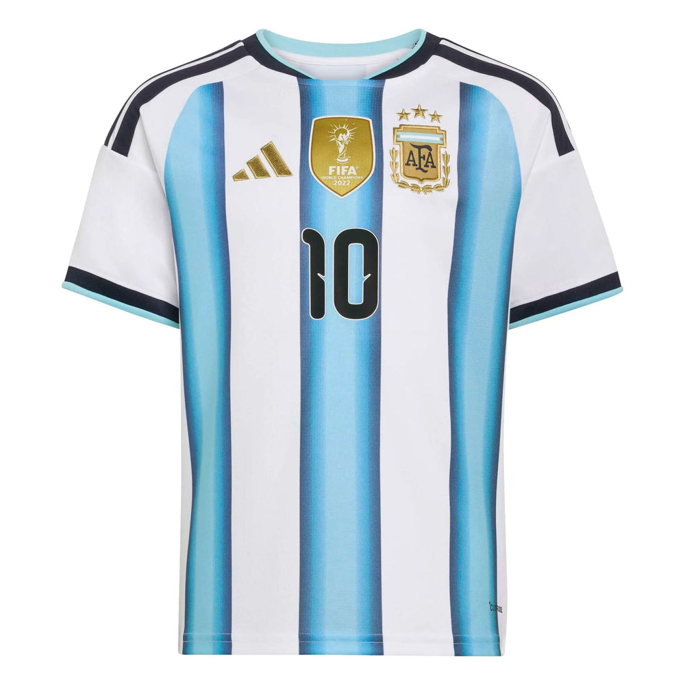 Adidas 2026 Argentina Youth Stadium Home Messi #10 Soccer Jersey White / Icey Blue / Light Blue