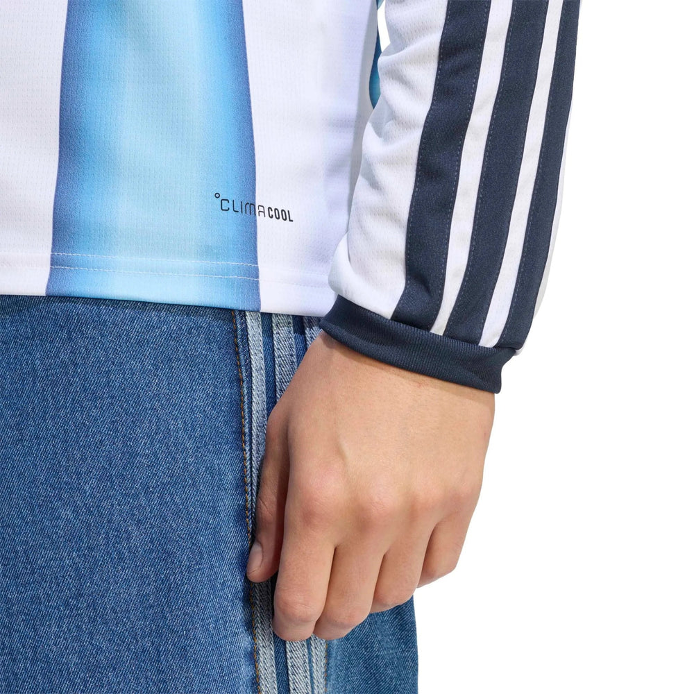 Adidas 2026 Argentina Men's Stadium Home Long-Sleeve Soccer Jersey White / Icey Blue / Light Blue